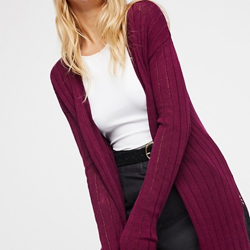 Free people raspberry color cardigan